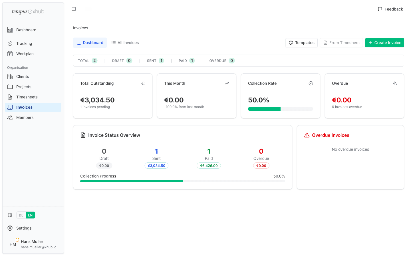 tempus.xhub invoices