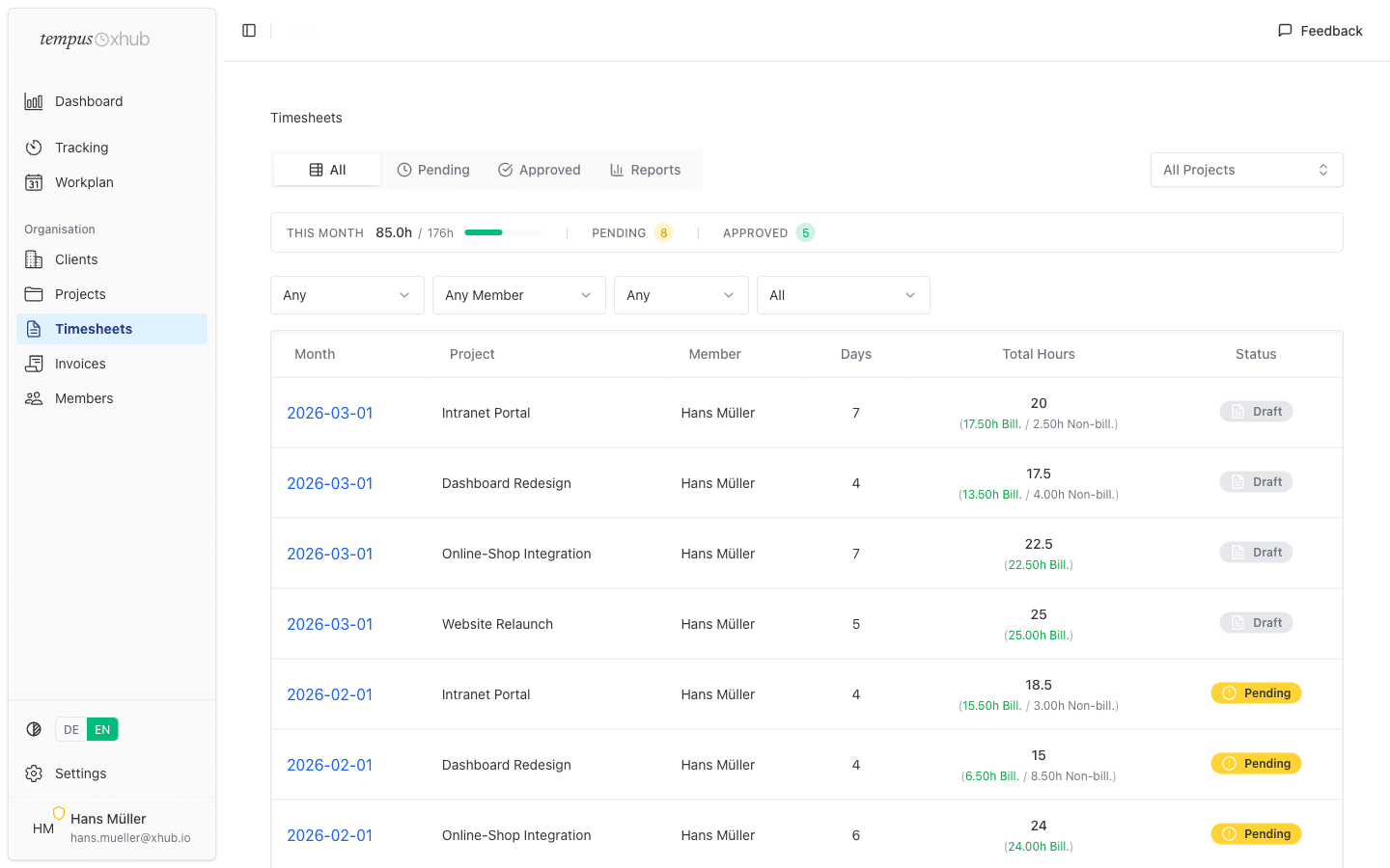 Create timesheets automatically